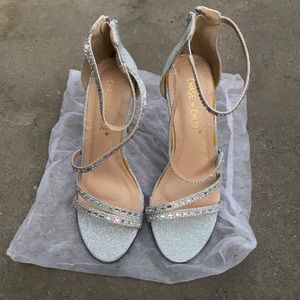 Silver glitter heels